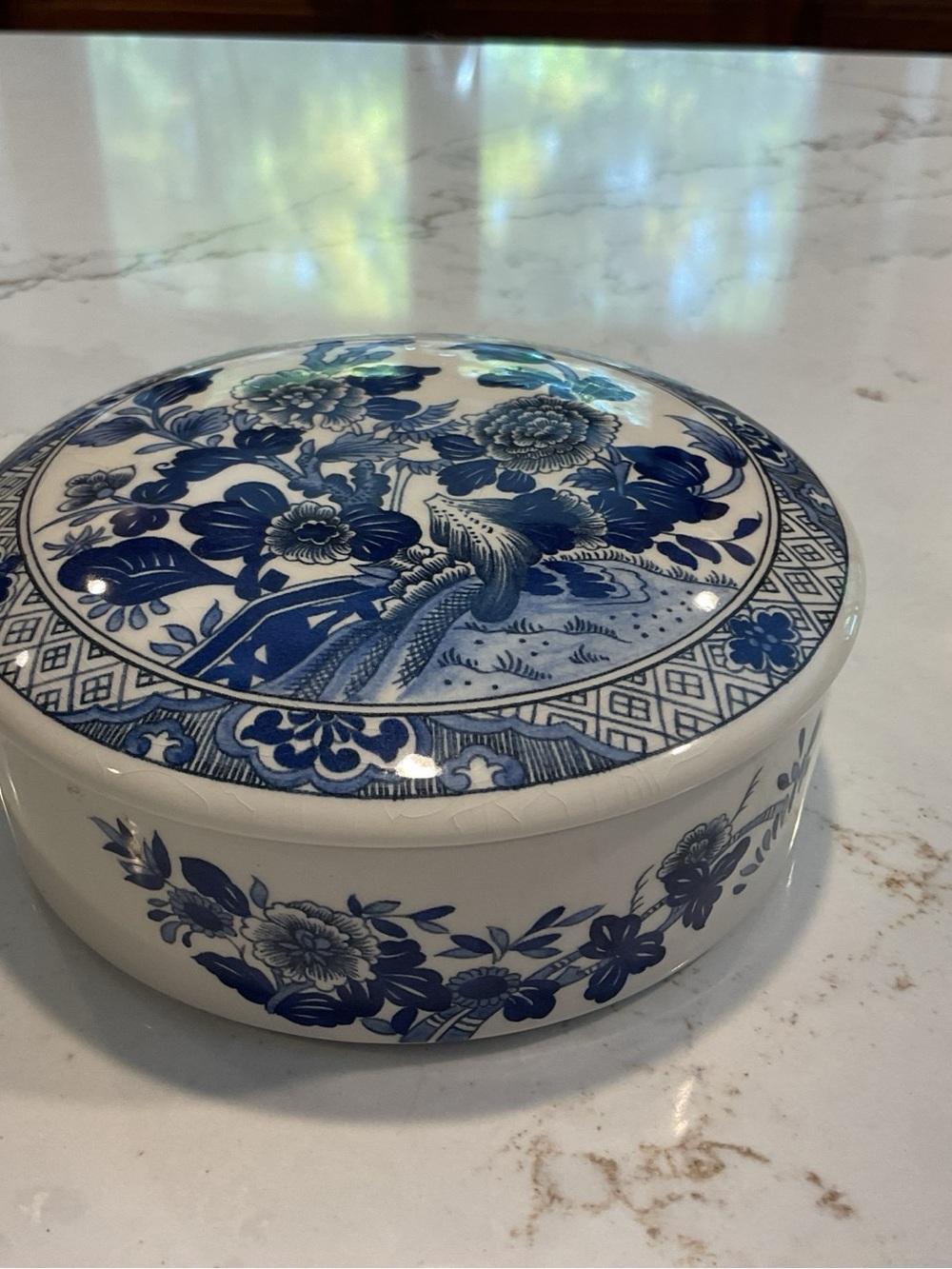 Tiffany & Co. “PEONY” Blue and White Floral Trinket Box